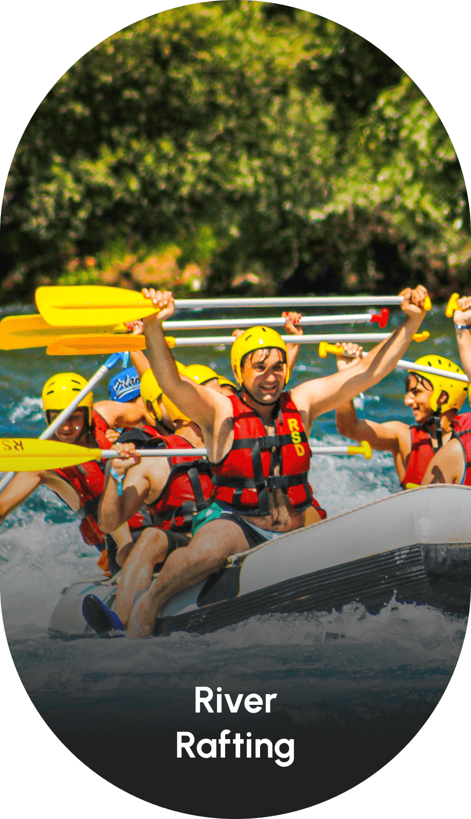 Adventure river rafting near Statue of Unity at Khalwani in Gujarat, India