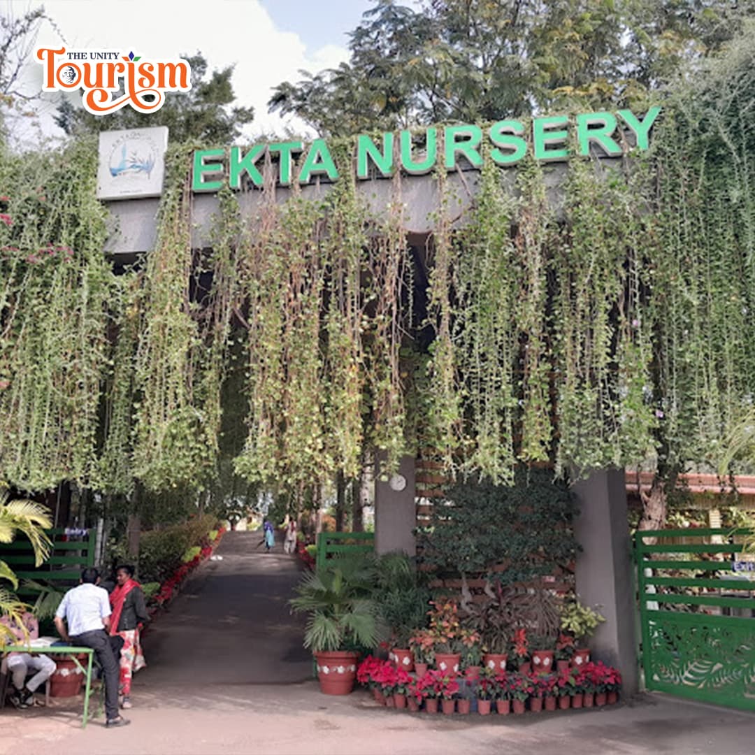Tourist walkway surrounded by plants and trees inside Ekta Nursery Statue of Unity