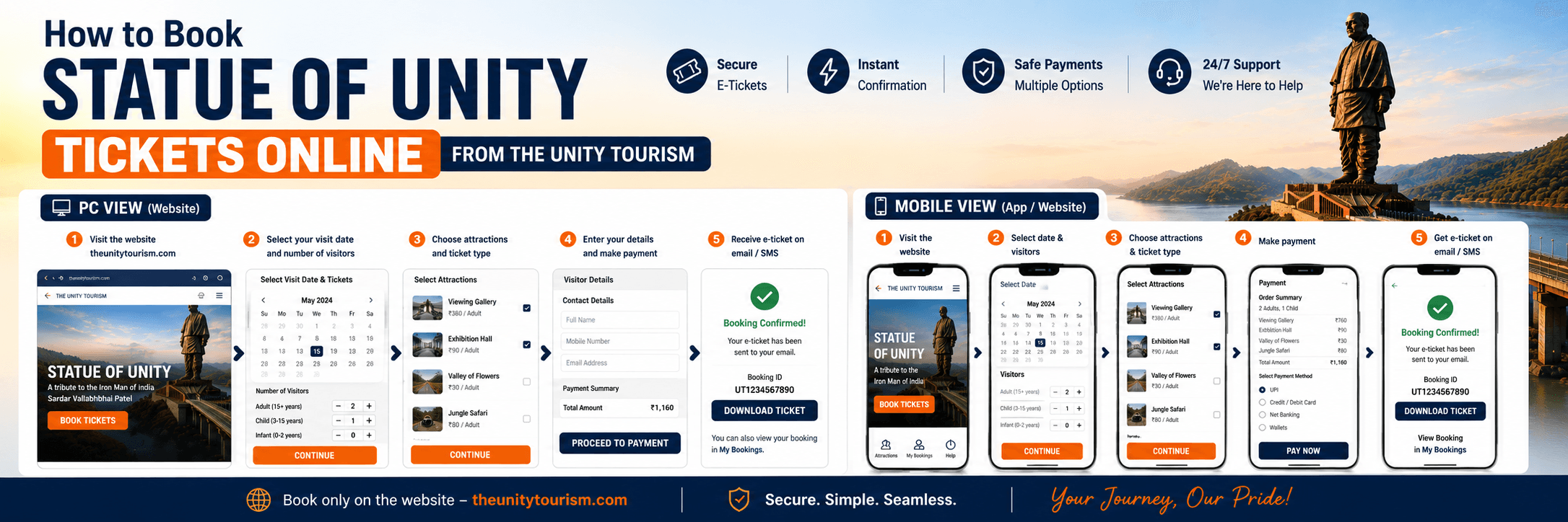 How to Book Statue of Unity Tickets Online from The Unity Tourism