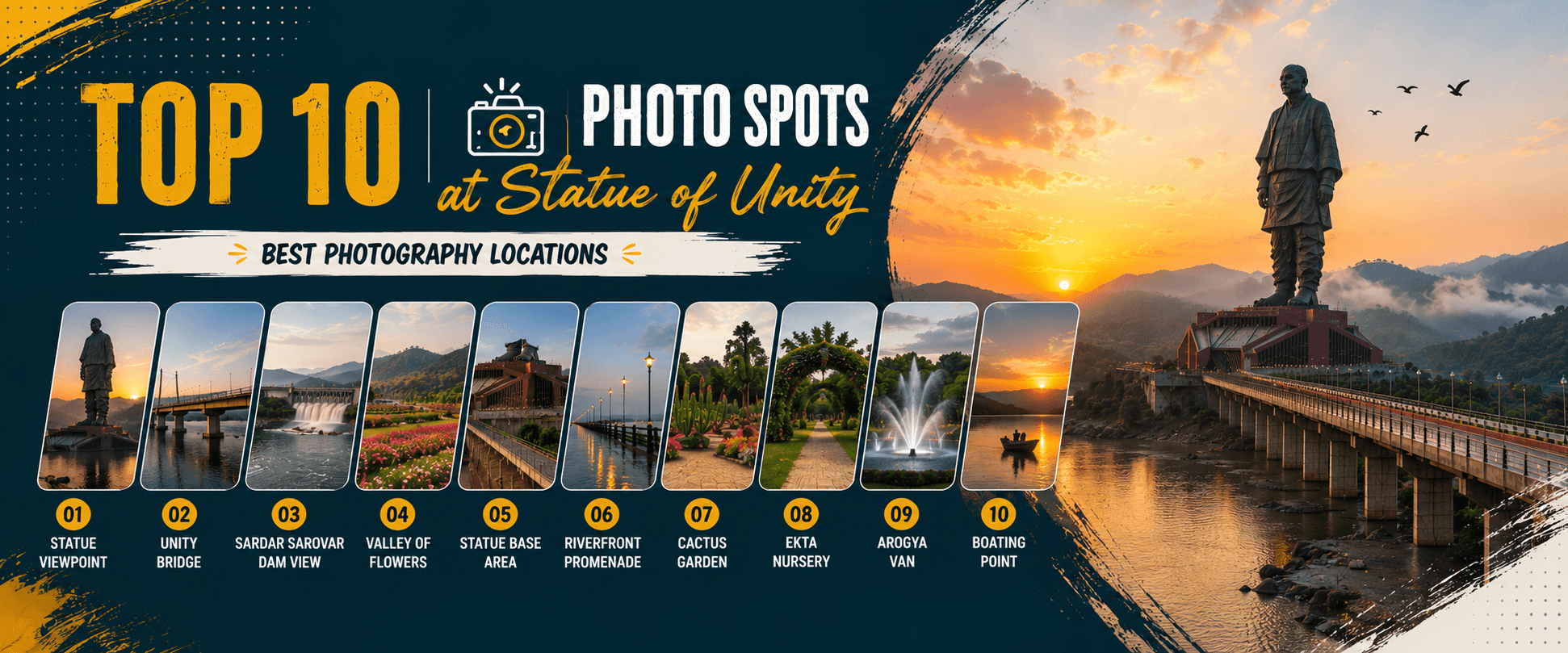 Discover the top 10 photo spots at Statue of Unity 