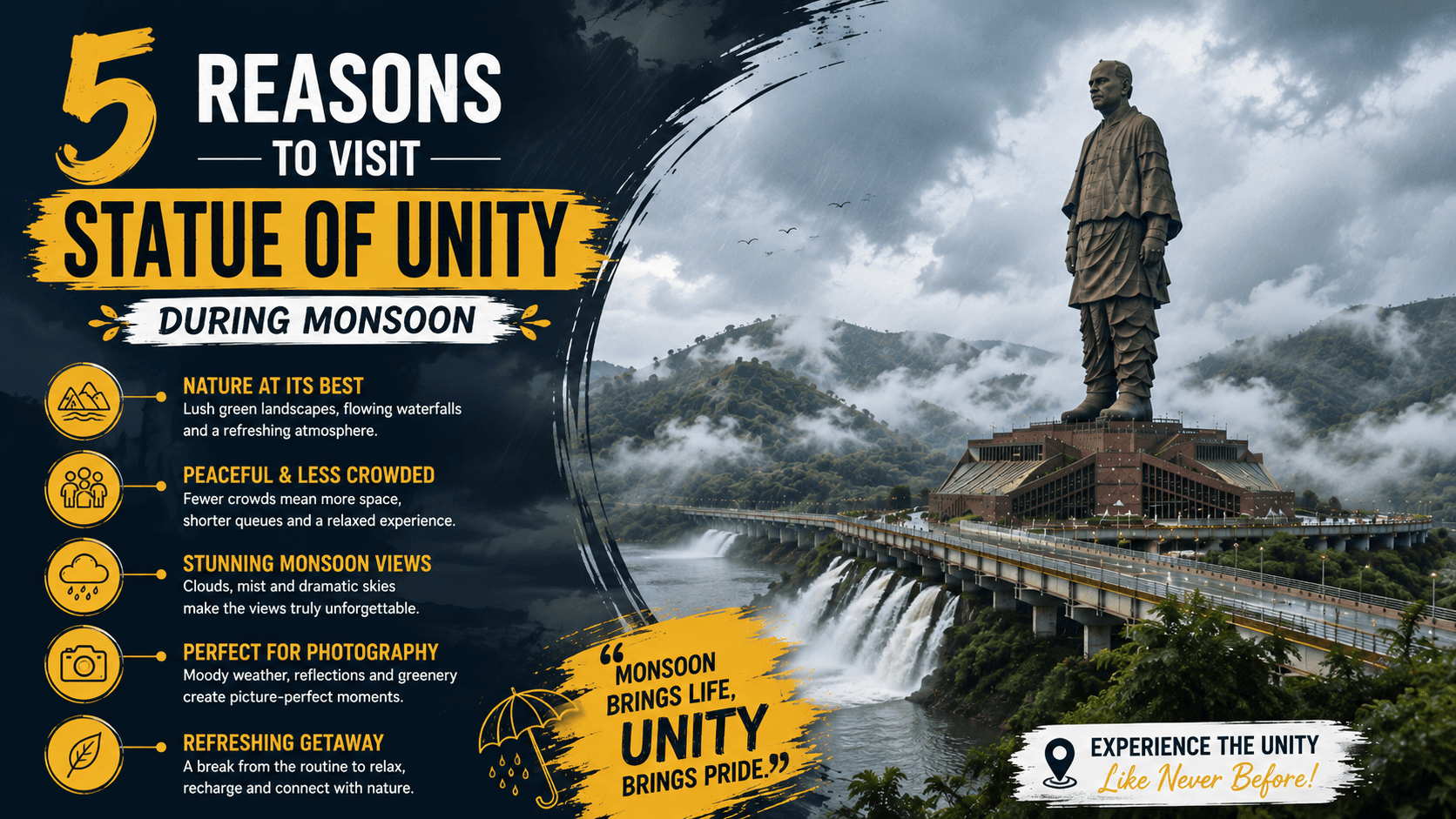 Is the Statue of Unity monsoon visit good for families?