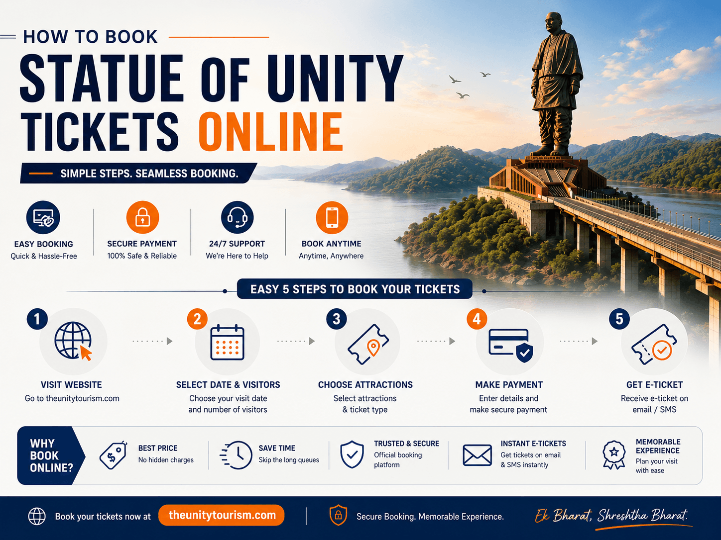 How to Book Statue of Unity Tickets Online from The Unity Tourism