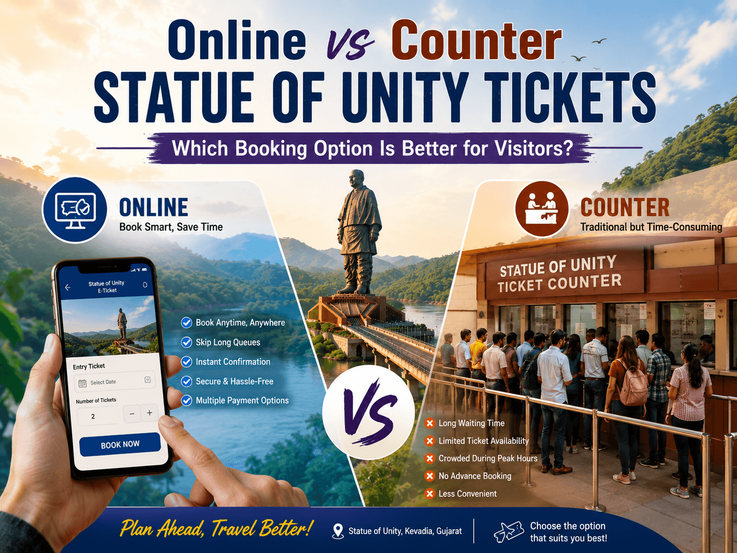 Online vs Counter Statue of Unity Tickets Which Booking Option Is Better for Visitors?