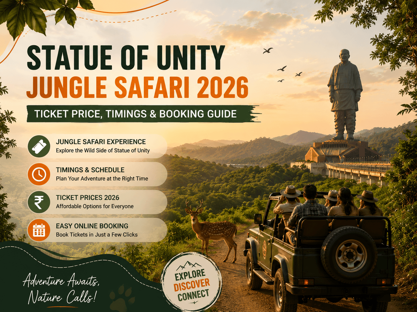 Statue of Unity Jungle Safari 2026: Ticket Price, Timings & Booking Guide