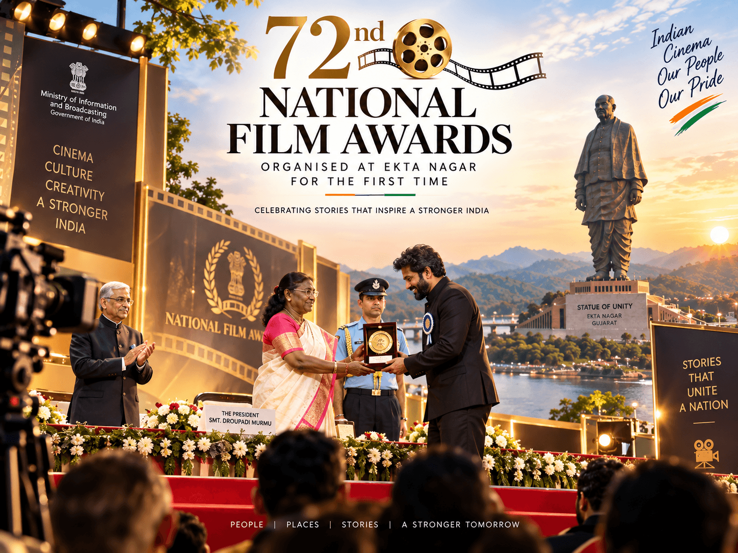 Ekta Nagar venue prepared for the 72nd National Film Awards near Statue of Unity