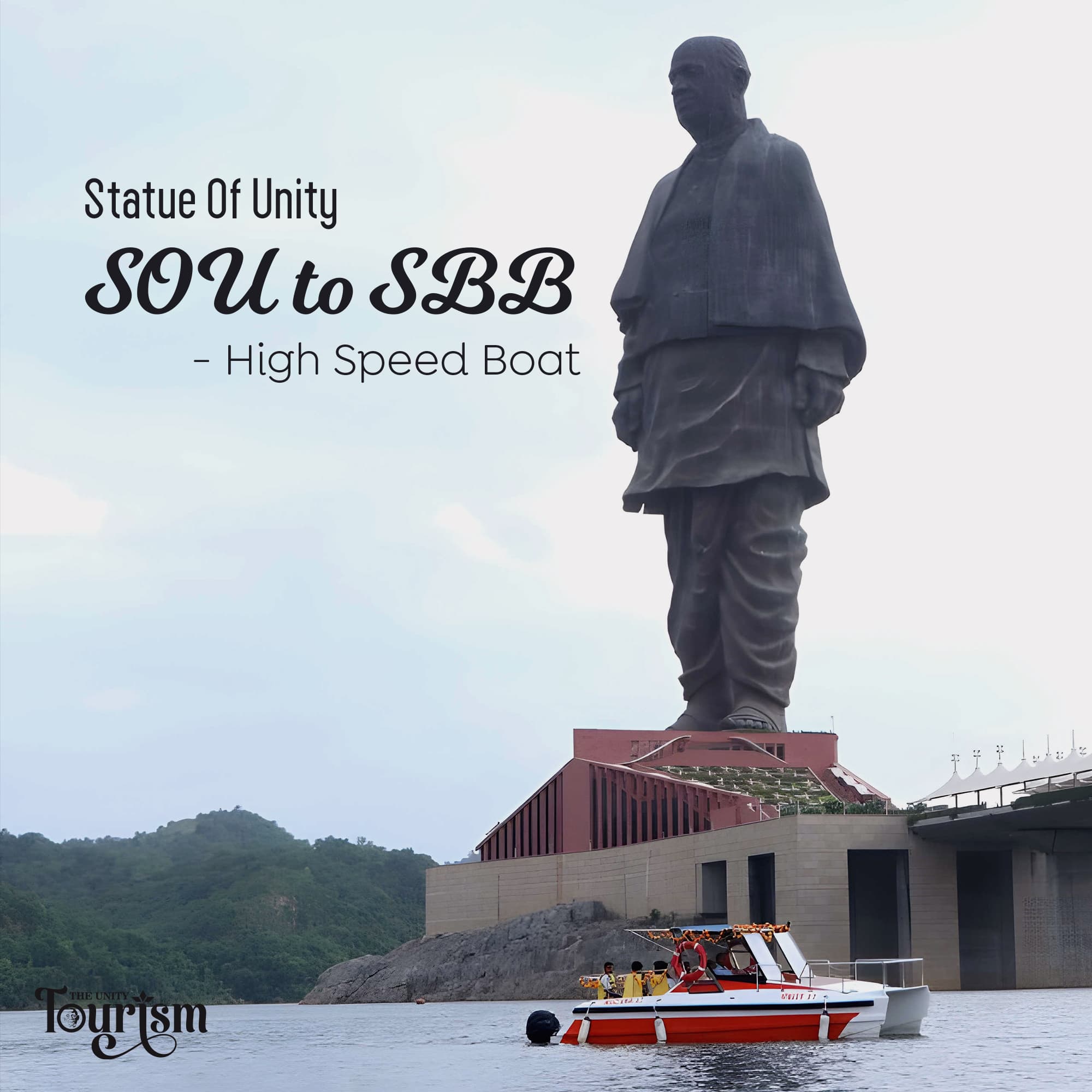 High speed boat service from Statue of Unity (SOU) to Shrestha Bharat Bhavan (SBB) on Narmada River with the world’s tallest statue in the backdrop