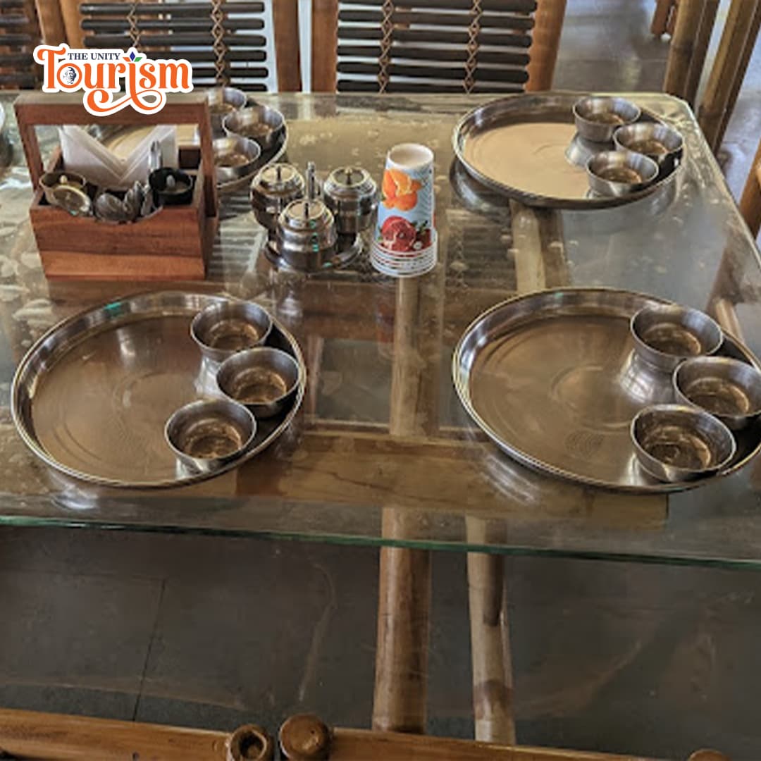 Well-decorated Ekta Tribal Café interior serving Ekta Thali at Ekta Nursery