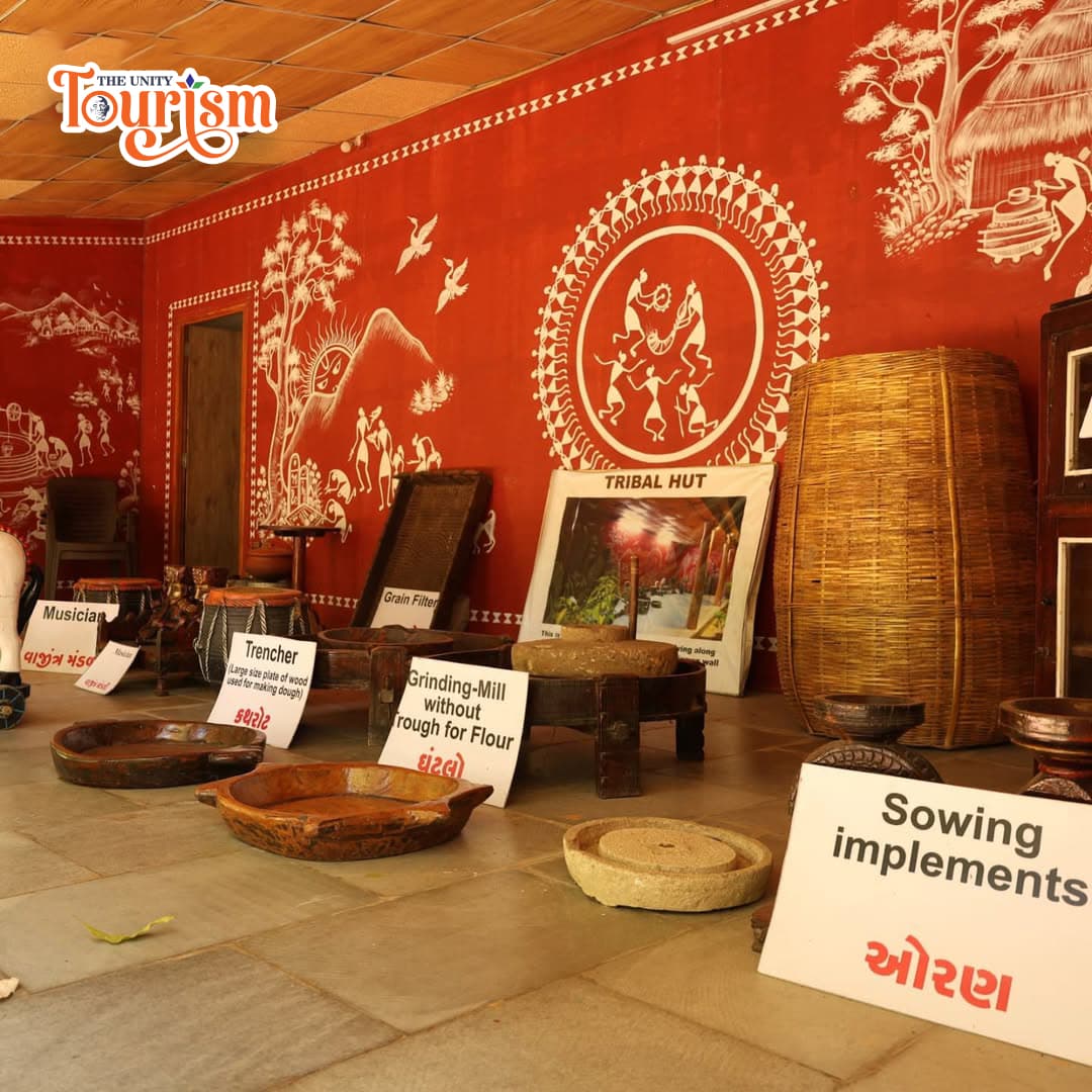 Cultural tribal-style restaurant ambiance at Ekta Café, Kevadia