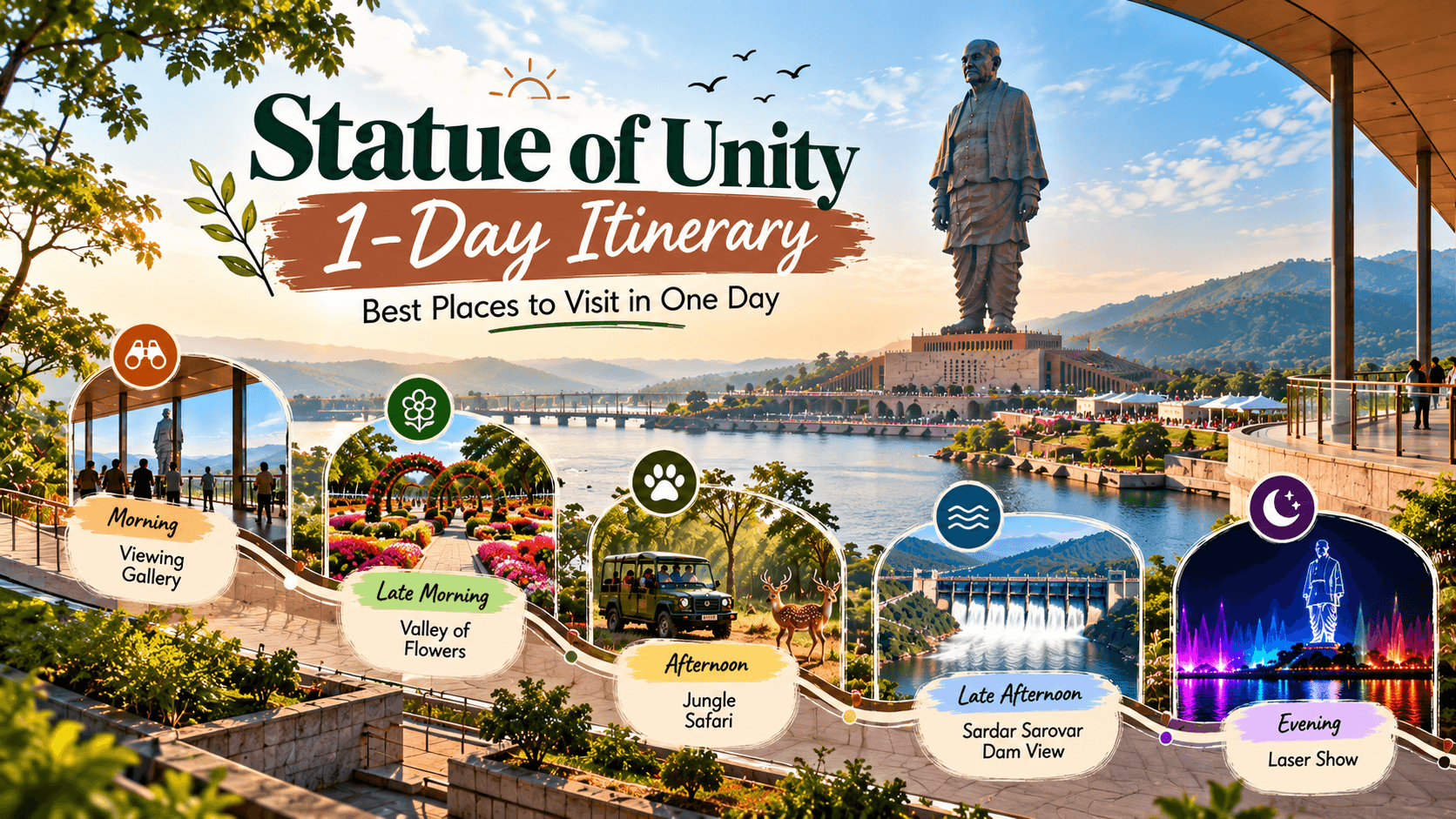 Inside the Viewing Gallery looking out at the Narmada River — Alt: "View of the Narmada River from the Statue of Unity Viewing Gallery"